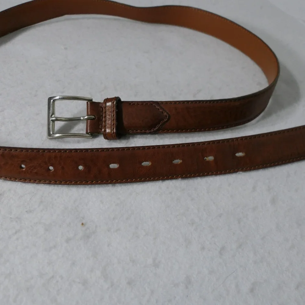 Polo Ralph Lauren Mens Leather Belt 42 Brown Made in Italy Classic Dress 2110109